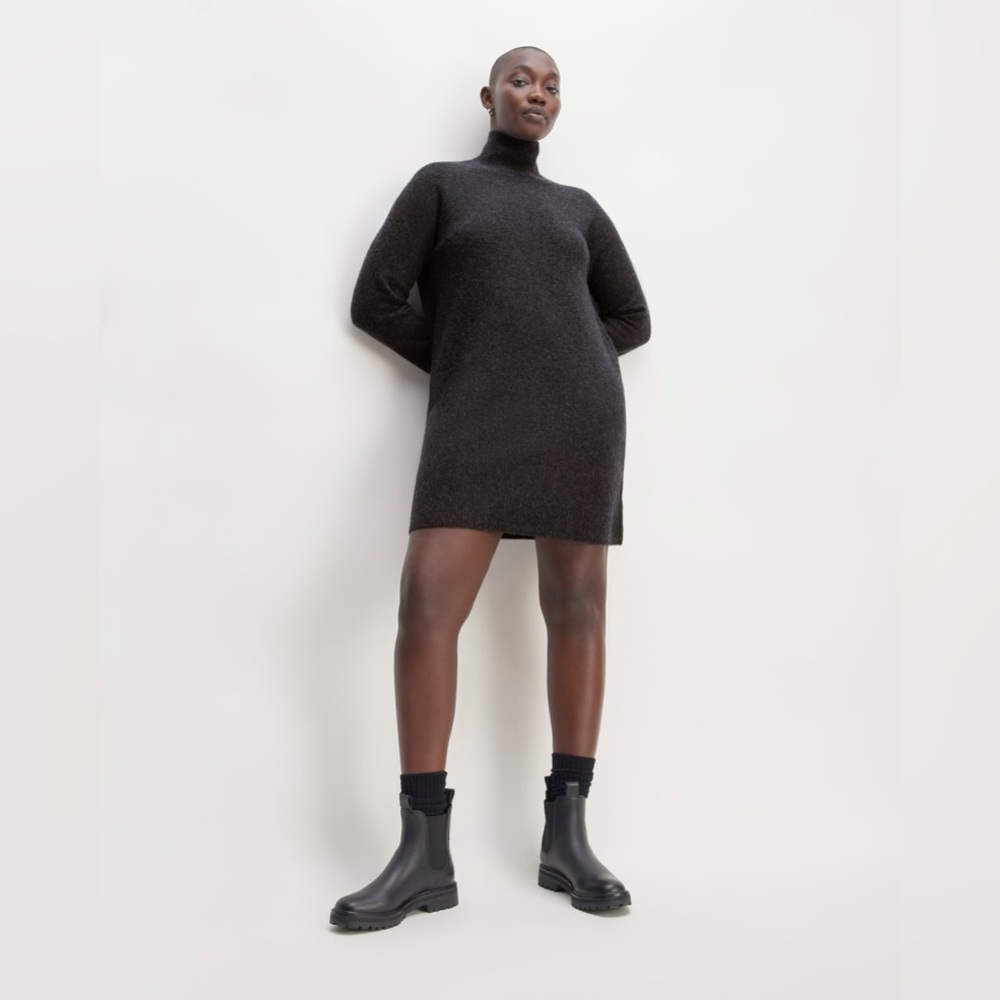 Everlane Classic Dark Grey Recycled Wool Blend Sleeve Dress Size Medium EUC